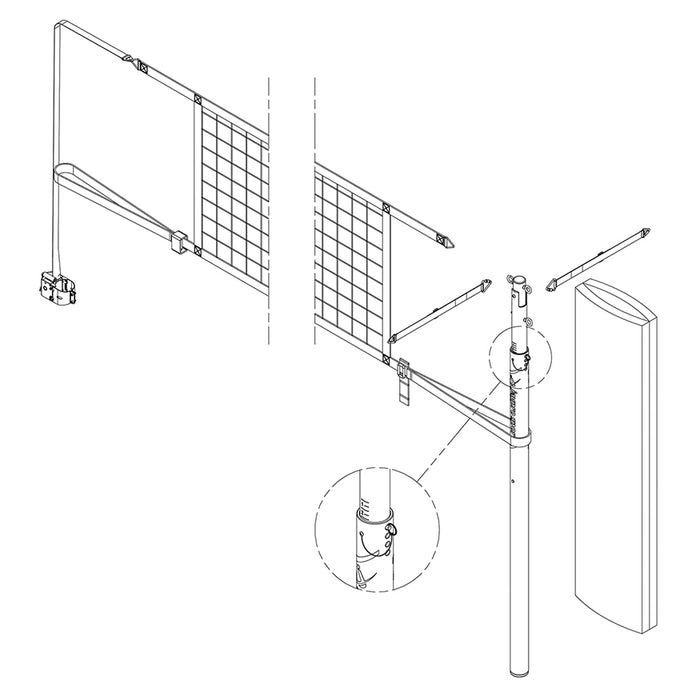 Jaypro FeatherLite Volleyball Net Center Upright System – 3-1/2 in. Floor Sleeve – SKU: PVBC-500
