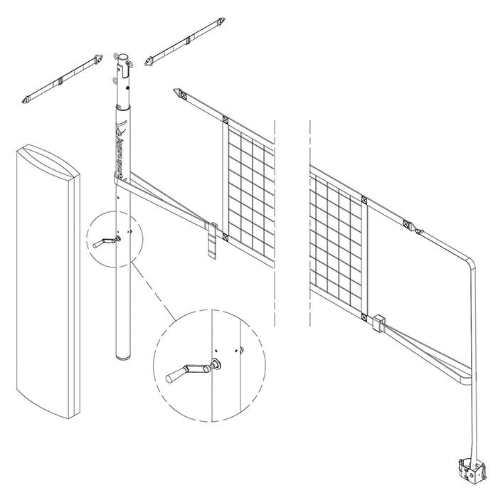 PowerLite Volleyball Net Center Upright System (3 in. Floor Sleeve) - NFHS, NCAA, USVBA Compliant