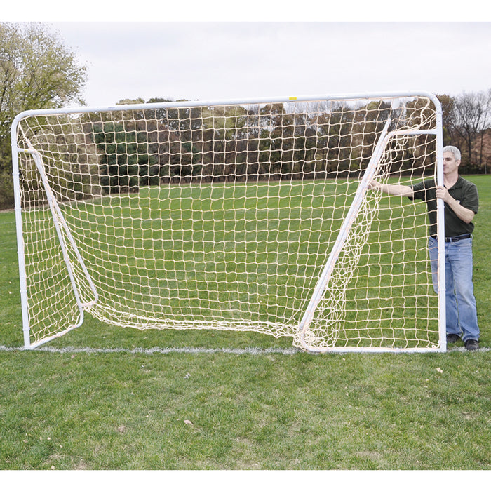Jaypro Soccer Goal – Steel Folding Soccer Goal (7 ft. H x 12 ft. W x 4 ft. D, Indoor/Outdoor, Portable, White) – SKU: SFG-14HP