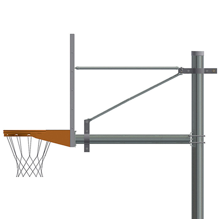 Jaypro Basketball System – Straight Post (5-9/16 in. Pole with 6 ft. Offset, 36 in. Aluminum Fan Backboard, Playground Breakaway Goal) – SKU: SPA6-FABT-UB