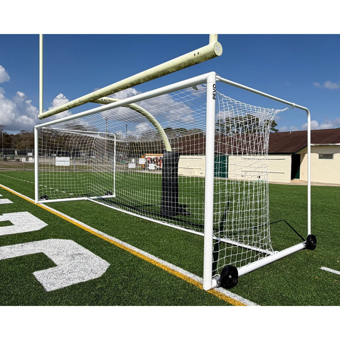 PEVO Stadium Series STA 8x24 soccer goal on a stadium field