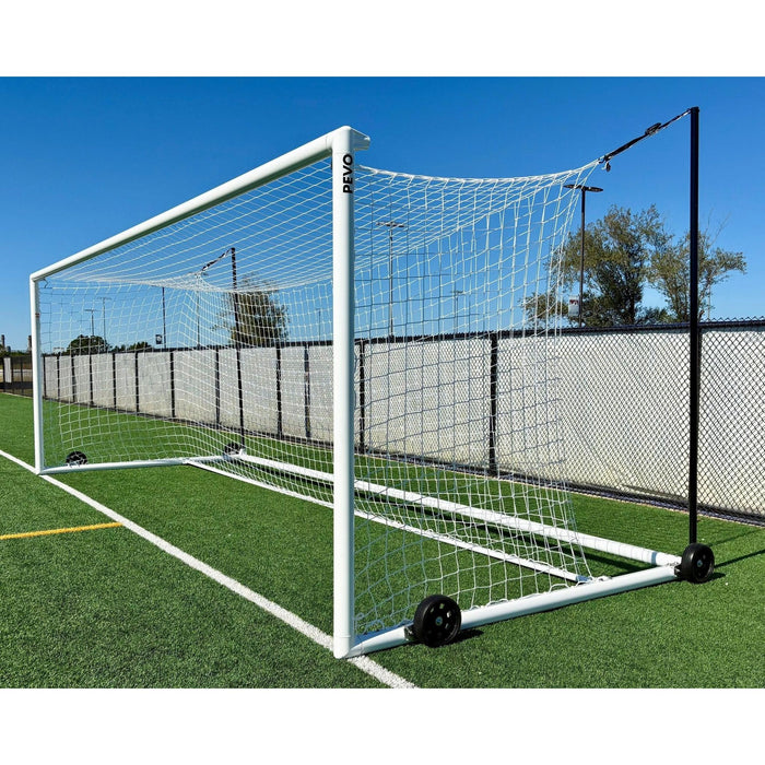 PEVO Stadium Series STB mobile soccer goal on a turf field