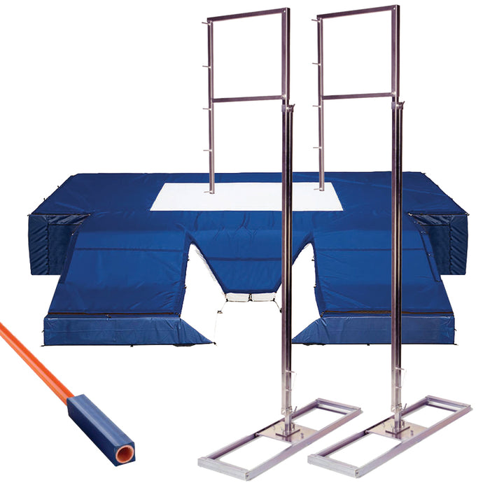 Jaypro Pole Vault Telescoping Standards Package (High School - 6 ft. to 18 ft.) – Complete Landing System – SKU: TFPVPKG1