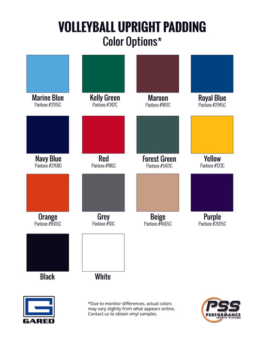 Gared Volleyball Center Upright Safety Pad – 6' Vinyl Cover, Urethane Foam Cushion – SKU: 6020