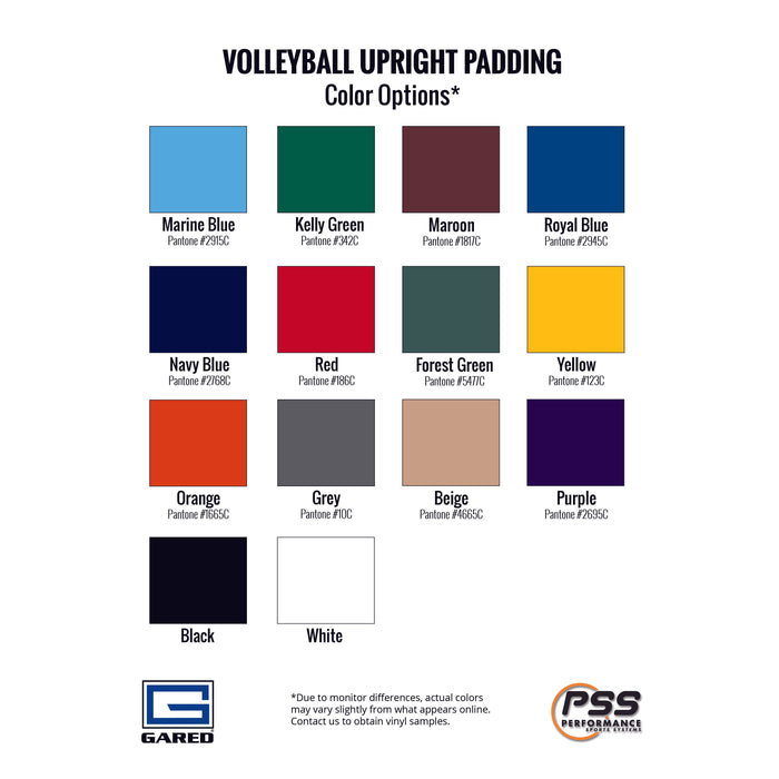 Gared Volleyball Upright Safety Pad – 6' Vinyl Cover, Urethane Foam Cushion – SKU: 6010