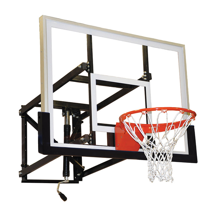 Jaypro Wall-Mounted Basketball Backstop – Adjustable Height, 65" Glass Backboard, Flex Goal, Edge Padding – SKU: WM-65