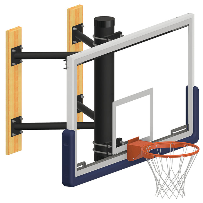 Jaypro Wall-Mounted Basketball System – 72 in. Glass Backboard, Contender Breakaway Goal – SKU: WMSS